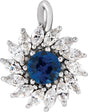 Platinum Round Natural Blue Sapphire & Natural Diamond Halo-Style Necklace or Pendant – 3.5-6mm Stones