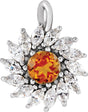 Platinum Round Natural Citrine & Natural Diamond Halo-Style Necklace or Pendant – 3.5-6mm Stones