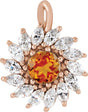14K Gold Round Natural Citrine & Natural Diamond Halo-Style Necklace or Pendant – 3.5-6mm Stones - Rose Gold