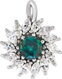 Platinum Round Lab-Grown Alexandrite & Natural Diamond Halo-Style Necklace or Pendant – 3.5-6mm Stones
