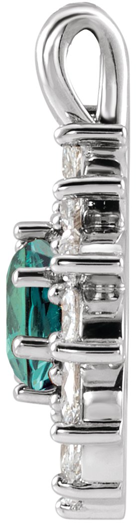 Platinum Round Lab-Grown Alexandrite & Natural Diamond Halo-Style Necklace or Pendant – 3.5-6mm Stones - view 2