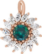 14K Gold Round Lab-Grown Alexandrite & Natural Diamond Halo-Style Necklace or Pendant – 3.5-6mm Stones - Rose Gold