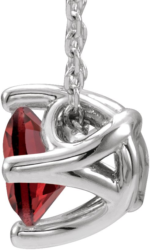 Platinum Round Natural Mozambique Garnet Solitaire Necklace or Slide Pendant - view 4