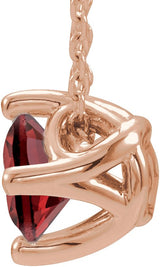 14K Gold Round Natural Mozambique Garnet Solitaire Necklace or Slide Pendant - Rose Gold - view 4