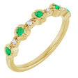 14K Gold Round Natural Emerald & Natural Diamond Stackable Ring – 2mm Stones - Yellow Gold