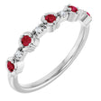 Platinum Round Natural Ruby & Natural Diamond Stackable Ring