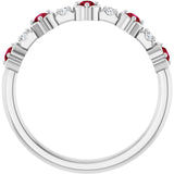 Platinum Round Natural Ruby & Natural Diamond Stackable Ring - view 5
