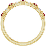 14K Gold Round Natural Ruby & Natural Diamond Stackable Ring – 2mm Stones - Yellow Gold - view 5
