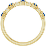 14K Gold Round Natural Blue Sapphire & Natural Diamond Stackable Ring – 2mm Stones - Yellow Gold - view 5