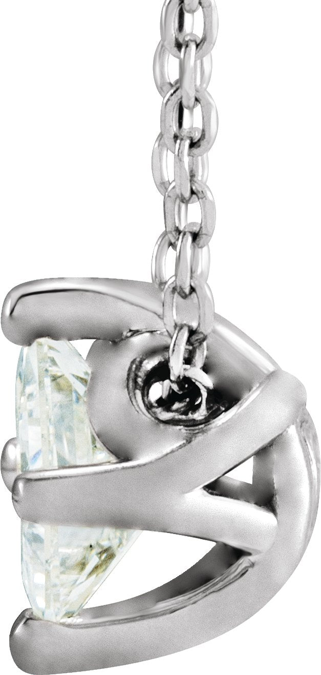 Platinum Square Natural Diamond Solitaire Necklace or Slide Pendant - view 4