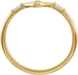 14K Gold Round Natural White Opal & Natural Diamond Accented Cabochon V Ring - Yellow Gold - view 2