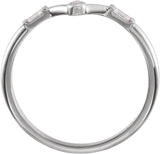 14K Gold Round Natural White Opal & Natural Diamond Accented Cabochon V Ring - White Gold - view 2