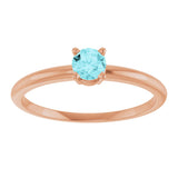 14K Gold Round Natural Blue Zircon Youth Birthstone Ring - Rose Gold - view 7