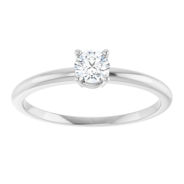 14K Gold Round Natural Diamond Youth Birthstone Ring - White Gold - view 8