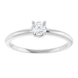 Platinum Round Natural White Sapphire Youth Birthstone Ring - view 7