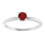 14K Gold Round Garnet Youth Birthstone Ring - White Gold - view 7