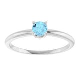 14K Gold Round Natural Aquamarine Youth Birthstone Ring - White Gold - view 7