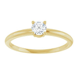 14K Gold Round Natural White Sapphire Youth Birthstone Ring - Yellow Gold - view 7