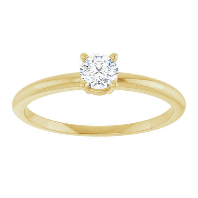 14K Gold Round Natural White Sapphire Youth Birthstone Ring - Yellow Gold - view 7