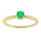 14K Gold Round Emerald Youth Birthstone Ring - Yellow Gold - view 7
