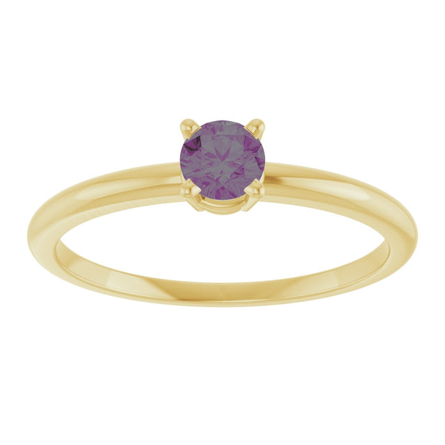 14K Gold Round Lab-Grown Alexandrite Youth Birthstone Ring - Yellow Gold - view 8