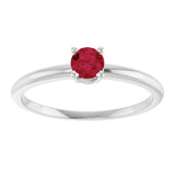 14K Gold Round Ruby Youth Birthstone Ring - White Gold - view 7