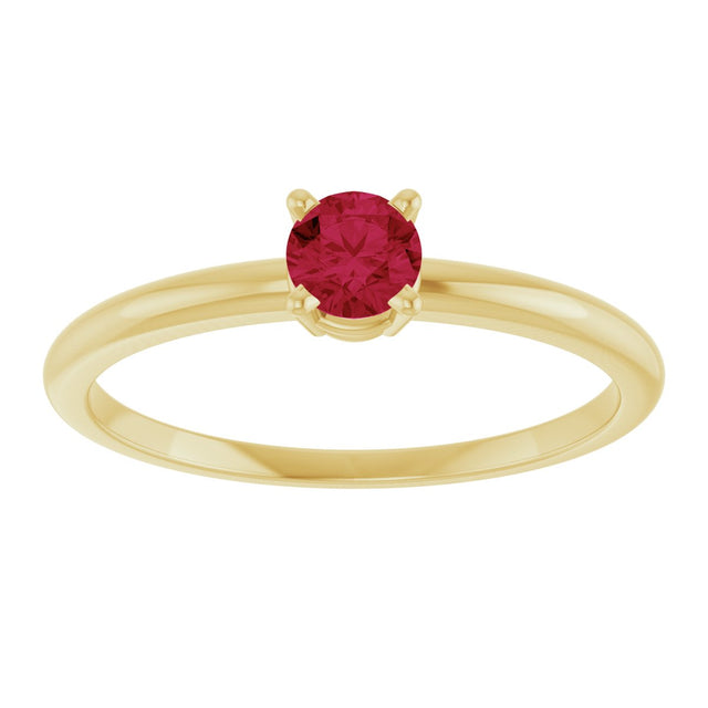 14K Gold Round Ruby Youth Birthstone Ring - Yellow Gold - view 7