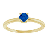 14K Gold Round Natural Blue Sapphire Youth Birthstone Ring - Yellow Gold - view 7