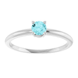 Platinum Round Natural Blue Zircon Youth Birthstone Ring - view 7