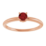14K Gold Round Natural Mozambique Garnet Youth Birthstone Ring - Rose Gold - view 7