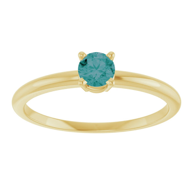 14K Gold Round Lab-Grown Ruby Youth Birthstone Ring - Yellow Gold - view 7