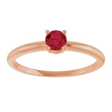 14K Gold Round Natural Ruby Youth Birthstone Ring - Rose Gold - view 7