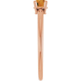 14K Gold Round Natural Citrine Youth Birthstone Ring - Rose Gold - view 8