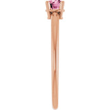 14K Gold Round Natural Pink Tourmaline Youth Birthstone Ring - Rose Gold - view 8