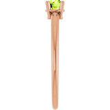 14K Gold Round Natural Peridot Youth Birthstone Ring - Rose Gold - view 8
