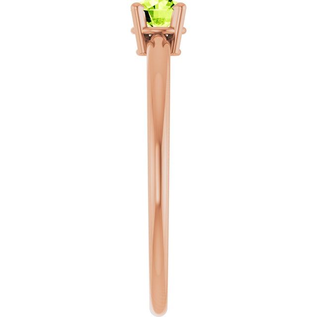 14K Gold Round Natural Peridot Youth Birthstone Ring - Rose Gold - view 8