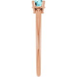 14K Gold Round Natural Blue Zircon Youth Birthstone Ring - Rose Gold - view 8