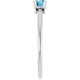 14K Gold Round Natural Swiss Blue Topaz Youth Birthstone Ring - White Gold - view 8