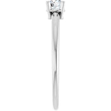 Platinum Round Natural White Sapphire Youth Birthstone Ring - view 8