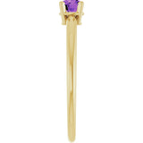 14K Gold Round Amethyst Youth Birthstone Ring - Yellow Gold - view 8