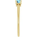 14K Gold Round Natural Aquamarine Youth Birthstone Ring - Yellow Gold - view 8
