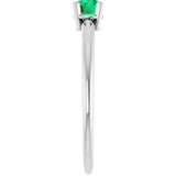 Platinum Round Natural Emerald Youth Birthstone Ring - view 8