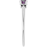 Platinum Round Lab-Grown Alexandrite Youth Birthstone Ring - view 9