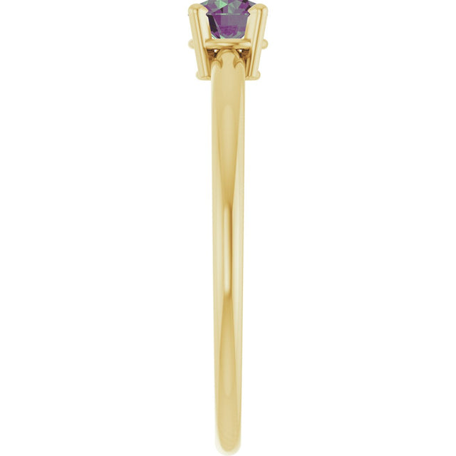 14K Gold Round Alexandrite Youth Birthstone Ring - Yellow Gold - view 9