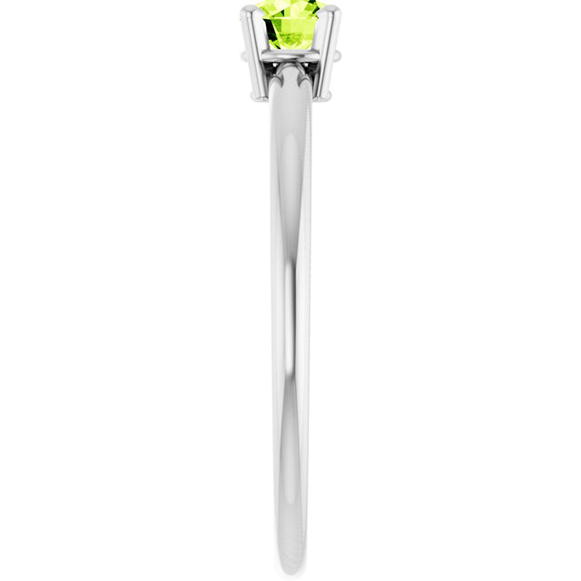 14K Gold Round Natural Peridot Youth Birthstone Ring - White Gold - view 8