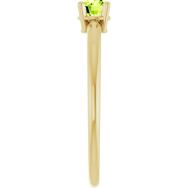 14K Gold Round Natural Peridot Youth Birthstone Ring - Yellow Gold - view 8