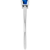 Platinum Round Natural Blue Sapphire Youth Birthstone Ring - view 8