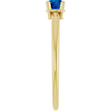 14K Gold Round Natural Blue Sapphire Youth Birthstone Ring - Yellow Gold - view 8