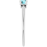 Platinum Round Natural Blue Zircon Youth Birthstone Ring - view 8