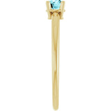 14K Gold Round Blue Zircon Youth Birthstone Ring - Yellow Gold - view 8